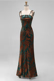 Peacock Green Mermaid Spaghetti Straps Long Wedding Guest Dress