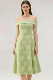Light Green Jacquard Short A Line Petite Wedding Guest Dress