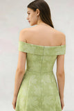 Light Green Jacquard Short A Line Petite Wedding Guest Dress