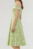 Light Green Jacquard Short A Line Petite Wedding Guest Dress