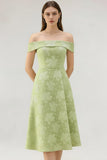 Light Green Jacquard Short A Line Petite Wedding Guest Dress