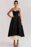 Black Spaghetti Straps A Line Maxi Wedding Guest Dress