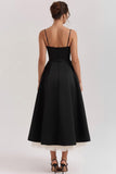 Black Spaghetti Straps A Line Maxi Wedding Guest Dress