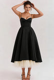 Black Spaghetti Straps A Line Maxi Wedding Guest Dress
