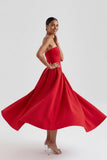 Simple White Strapless A Line Midi Engagement Dress