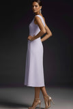 Simple Lilac One Shoulder A Line Midi Bridesmaid Dress