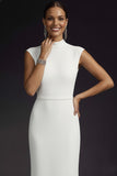 Elegant White High Neck Maxi Wedding Reception Dress