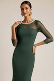 Dark Green Mermaid Maxi Mother of the Bride Dress with Sleeves