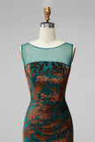 Floral Peacock Green Mermaid Maxi Wedding Guest Dress