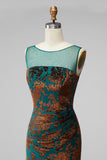 Floral Peacock Green Mermaid Maxi Wedding Guest Dress