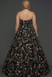 Plus Size Floral Mauve Sweetheart Ball Gown Maxi Prom Dress with Embroidery