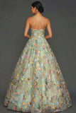 Floral Mauve Sweetheart Ball Gown Maxi Prom Dress