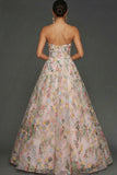 Floral Mauve Sweetheart Ball Gown Maxi Prom Dress