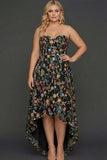 Floral Mauve Sweetheart A Line High Low Plus Size Wedding Guest Dress