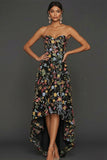 Floral Mauve Sweetheart A Line Asymmetrical Prom Dress