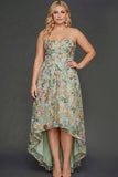 Floral Mauve Sweetheart A Line High Low Plus Size Wedding Guest Dress