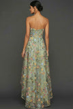 Floral Mauve Sweetheart A Line Asymmetrical Prom Dress