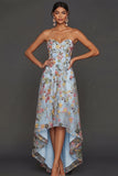 Floral Mauve Sweetheart A Line Asymmetrical Prom Dress