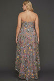 Floral Mauve Sweetheart A Line High Low Plus Size Wedding Guest Dress