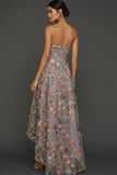 Floral Mauve Sweetheart A Line High Low Plus Size Wedding Guest Dress