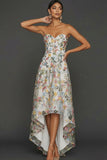 Floral Mauve Sweetheart A Line Asymmetrical Prom Dress