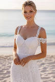 Elegant White Cold Shoulder Lace Maxi Wedding Reception Dress