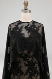 Black Long Lace Mermaid Formal Dress with Cape