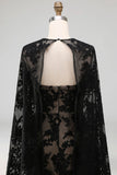 Black Long Lace Mermaid Formal Dress with Cape