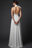 Red A Line High Waist Long Formal Dress with Bow