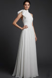 Red A Line High Waist Long Formal Dress with Bow