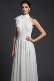 Red A Line High Waist Long Formal Dress with Bow