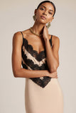 Champagne Spaghetti Straps Long Formal Dress with Lace