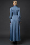 Twilight High Neck Keyhole A Line Long Mother of the Bride Dress with Sleeves
