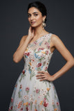 Floral Corset White One Shoulder Long Wedding Reception Dress
