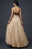 Champagne A Line Sweetheart Long Formal Dress