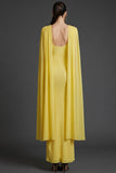 White Round Neck Mermaid Long Formal Dress with Cape