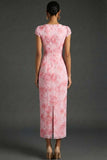 Pink Floral Mermaid Corset Sweetheart Long Wedding Guest Dress