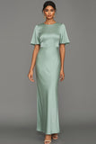 Dusty Sage Mermaid Satin Maxi Wedding Guest Dress