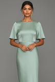 Dusty Sage Mermaid Satin Maxi Wedding Guest Dress
