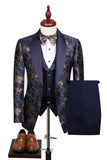 Champagne Shawl Lapel Floral Men's Suits