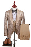 Champagne Shawl Lapel Floral Men's Suits