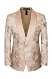 Champagne Shawl Lapel Floral Men's Suits