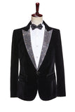 Black 2-piece Sparkly Peaked Lapel Velvet Men's Prom Suits