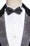 Black 2-piece Sparkly Peaked Lapel Velvet Men's Prom Suits