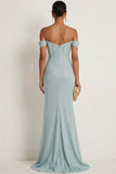 Dusty Green Corset Ruched Mermaid Maxi Gala Dress with Slit