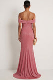 Amethyst Mermaid Ruched Off the Shoulder Maxi Gala Dress with Slit