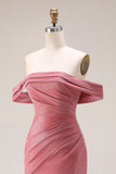 Amethyst Mermaid Ruched Off the Shoulder Maxi Gala Dress with Slit