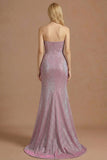 Dusty Plum Mermaid Strapless Ruched Long Prom Dress
