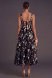 Sparkly Pink Sequined Corset A Line Floral Long Gala Dress