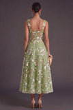Sparkly Pink Sequined Corset A Line Floral Long Gala Dress